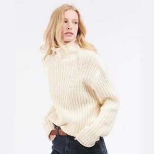 Barbour Rockcliffe Aran Sweater Cream Size 10 NWT